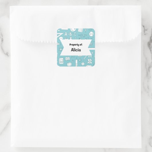 抽象芸術かわいい学校勉強パターンパーソナライズされた スクエアシール (バッグ)