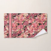 抽象芸術かわいい美しいピンクの花フローラデザイン バスタオルセット (ハンドタオル)