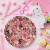 抽象芸術かわいい美しいピンクの花フローラデザイン ペーパープレート (パーティー)