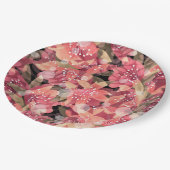 抽象芸術かわいい美しいピンクの花フローラデザイン ペーパープレート (アングル)