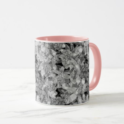抽象芸術かわいい美しいピンクの花フローラデザイン マグカップ (正面右)