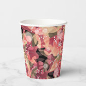 抽象芸術かわいい美しいピンクの花フローラデザイン 紙コップ (裏面)