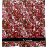 抽象芸術かわいい美しい赤い花フローラデザイン シャワーカーテン (正面)