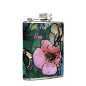 抽象芸術かわいらしのピンクと黒の花 フラスク (右)