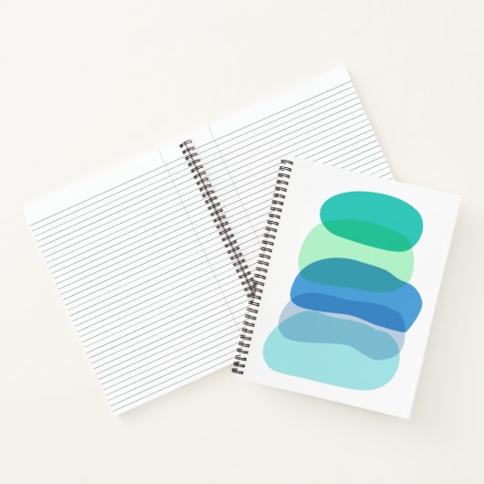 抽象芸術かわいらしジオメトリ図形(青と緑) ノートブック (内部)