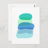 抽象芸術かわいらしジオメトリ図形(青と緑) ポストカード (正面/裏面)