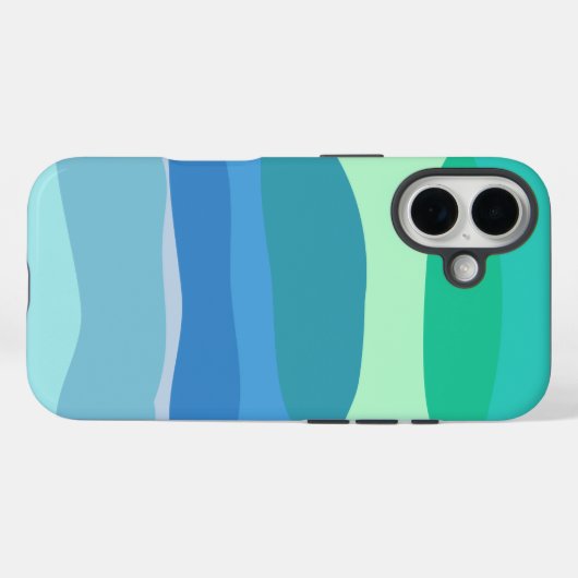 抽象芸術かわいらしジオメトリ図形(青と緑) Case-Mate iPhoneケース (裏面 (横))