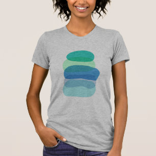 抽象芸術かわいらしジオメトリ図形（青と緑） Tシャツ