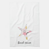 抽象芸術かわいらしスターフィッシュビーチハウス キッチンタオル (縦)