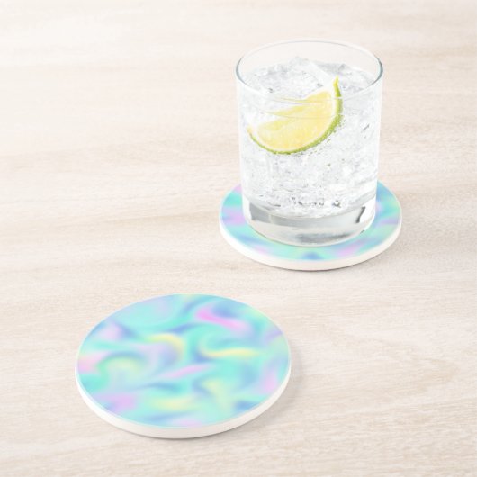 抽象芸術かわいらしパステルスワーズパターンサンドストーン コースター (側面)