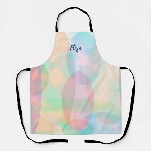 抽象芸術かわいらしパステルドリーミー楕円 エプロン (正面)