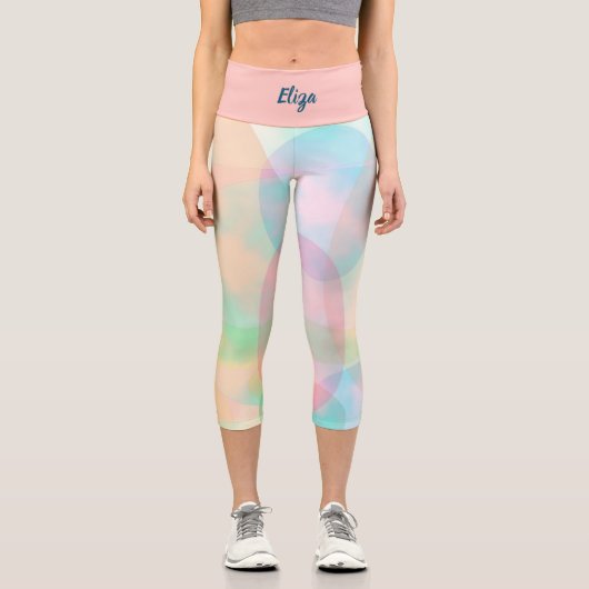 抽象芸術かわいらしパステルドリーミー楕円 カプリレギンス (正面)