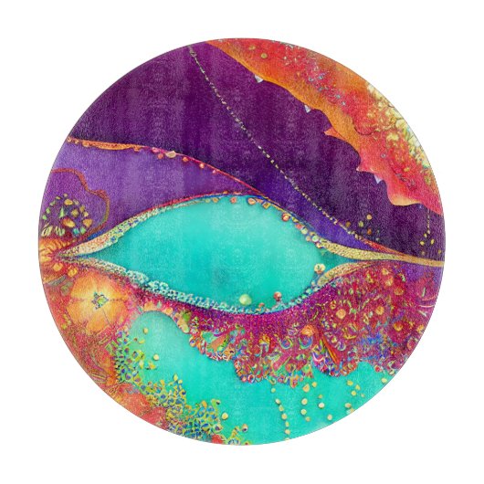 抽象芸術かわいらしビーチアート カッティングボード (正面)