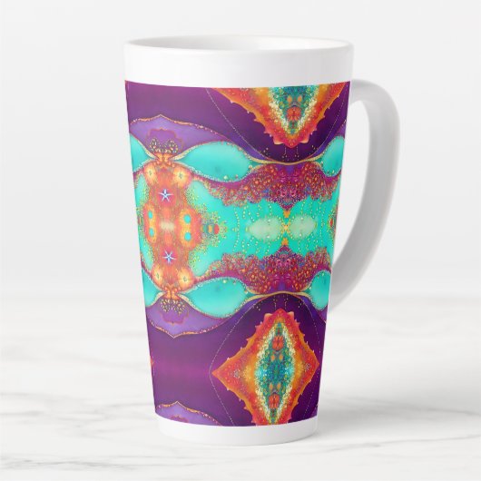 抽象芸術かわいらしビーチアート カフェラテマグ (右アングル)