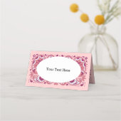 抽象芸術かわいらしペイズリーパターンの濃淡(ピンク) プレイスカード (裏面)