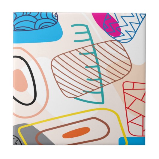 抽象芸術がパステルカラーで走り書きする タイル (正面)