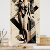 抽象芸術が女性を幾何学的に描写 ポスター (キッチン)