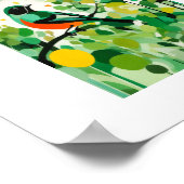 抽象芸術が枝に立っている鳥 ポスター (角)