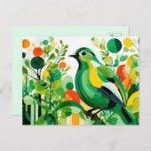 抽象芸術が枝に立っている鳥 ポストカード (正面/裏面)