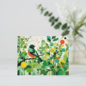 抽象芸術が枝に立っている鳥 ポストカード (スタンド正面)