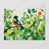 抽象芸術が枝に立っている鳥 ポストカード (正面)