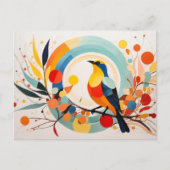 抽象芸術が枝に立っている鳥 ポストカード (正面)