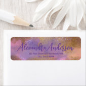 抽象芸術きらびやかな紫の金ゴールド差出人住所ラベル ラベル (インサイチュ)