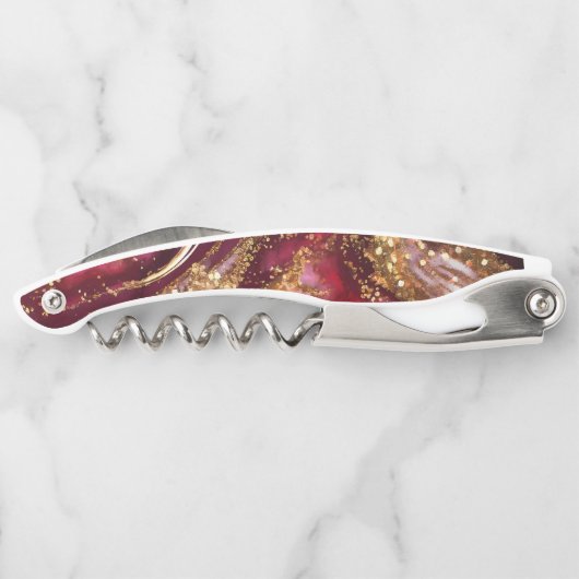 抽象芸術きらめくウェディングパーティワインレッドID1018 ソムリエナイフ (裏面)