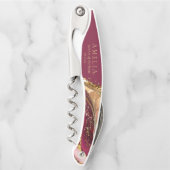 抽象芸術きらめくウェディングパーティワインレッドID1018 ソムリエナイフ (正面)