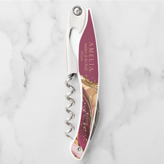 抽象芸術きらめくウェディングパーティワインレッドID1018 ソムリエナイフ (正面)