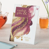 抽象芸術きらめくカード&ギフトワインレッドID1018 台座サイン (インサイチュ)