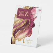 抽象芸術きらめくカード&ギフトワインレッドID1018 台座サイン (正面)