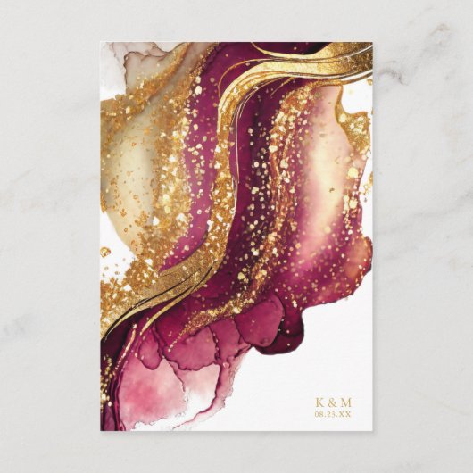抽象芸術きらめくズ結婚ワインレッドID1018 エンクロージャーカード (裏面)