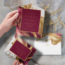 抽象芸術きらめくズ結婚ワインレッドID1018