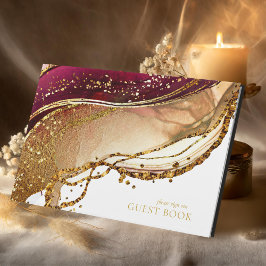 抽象芸術きらめくズ結婚ワインレッドID1018 ゲストブック