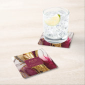 抽象芸術きらめくズ結婚ワインレッドID1018 スクエアペーパーコースター (インサイチュ)