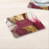 抽象芸術きらめくズ結婚ワインレッドID1018 スクエアペーパーコースター (アングル)