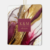 抽象芸術きらめくズ結婚ワインレッドID1018 セラミックオーナメント (左)