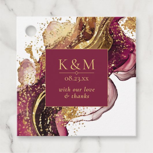 抽象芸術きらめくズ結婚ワインレッドID1018 フェイバータグ (正面)