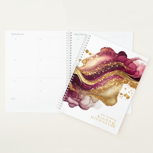 抽象芸術きらめくズ結婚ワインレッドID1018 プランナー手帳 (ディスプレー)