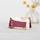 抽象芸術きらめくズ結婚ワインレッドID1018 プレイスカード (裏面)