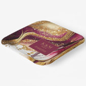 抽象芸術きらめくズ結婚ワインレッドID1018 ペーパープレート (傾斜あり)