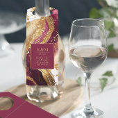 抽象芸術きらめくズ結婚ワインレッドID1018 ボトルネックタグ