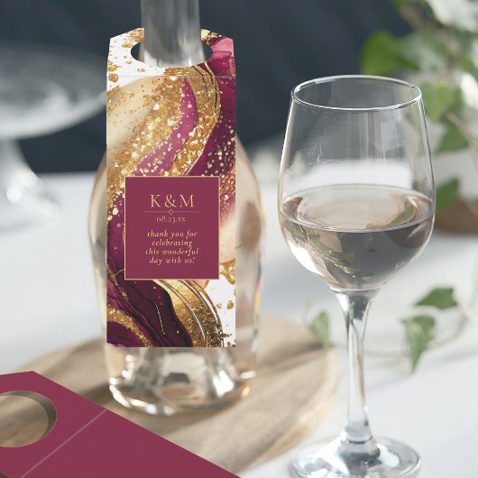 抽象芸術きらめくズ結婚ワインレッドID1018 ボトルネックタグ