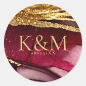 抽象芸術きらめくズ結婚ワインレッドID1018 ラウンドシール (正面)