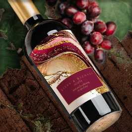 抽象芸術きらめくズ結婚ワインレッドID1018 ワインラベル