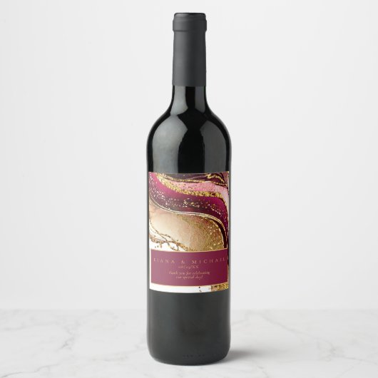 抽象芸術きらめくズ結婚ワインレッドID1018 ワインラベル (正面)