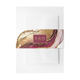 抽象芸術きらめくズ結婚ワインレッドID1018 招待状ベリーバンド