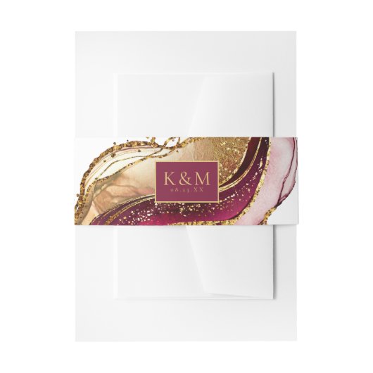 抽象芸術きらめくズ結婚ワインレッドID1018 招待状ベリーバンド (正面例)