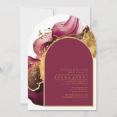 抽象芸術きらめくブライダルシャワーレッドアーチID1018 招待状 (正面)